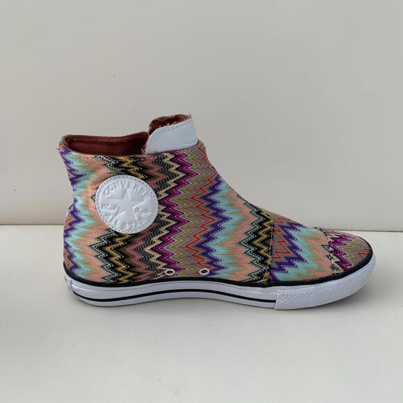 RARE! MISSONI CONVERSE HIGH TOP WOMENS SIZE 7.5 -8 Sneakers SIDE ZIP Excellent - Picture 7 of 9